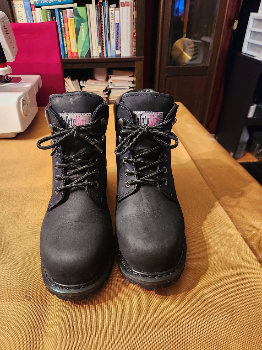 Women's Black Lace-Up Work Boots